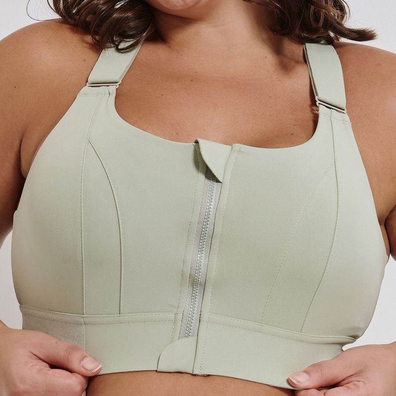 Top Fitness Sustentação Cinza com Zíper e Regulagem TP1790