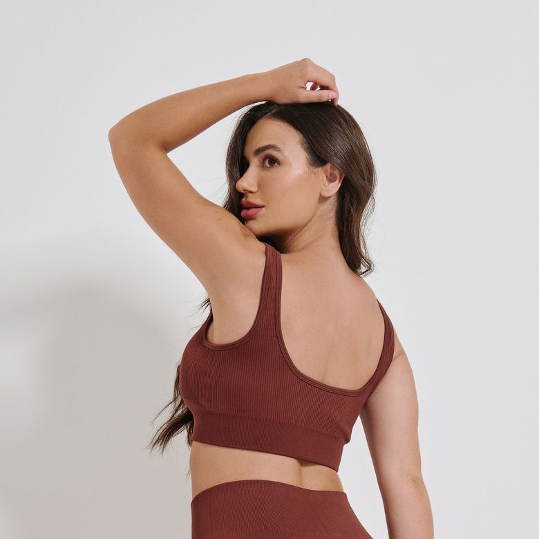 Top Fitness Sem Costura Básico Marrom TP1793