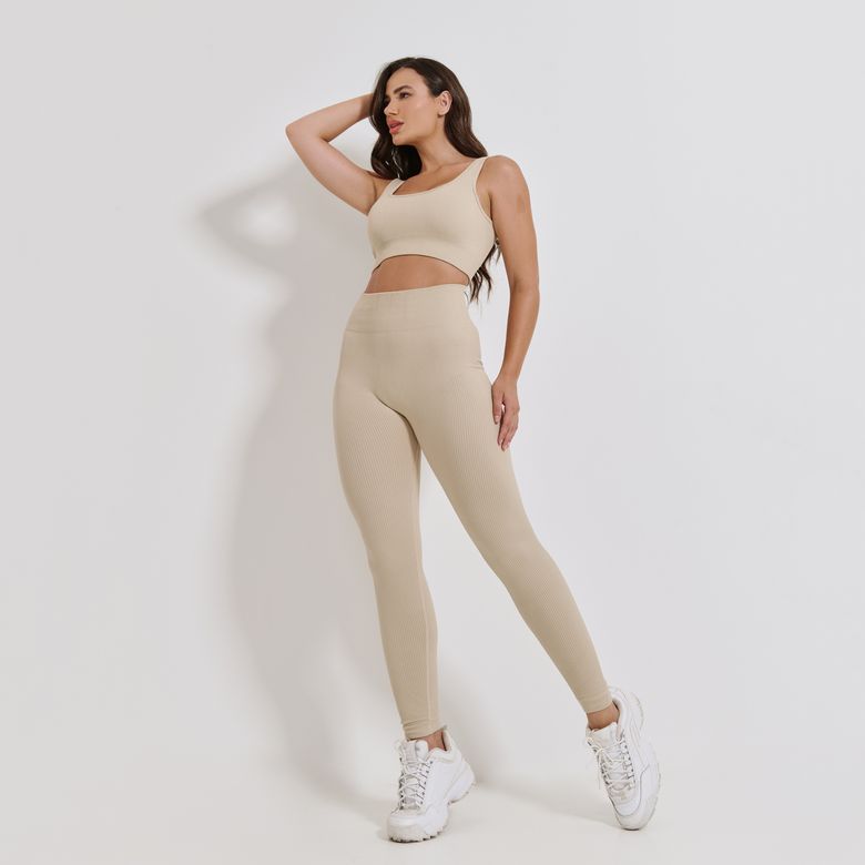 Top Fitness Sem Costura Básico Marfim TP1795