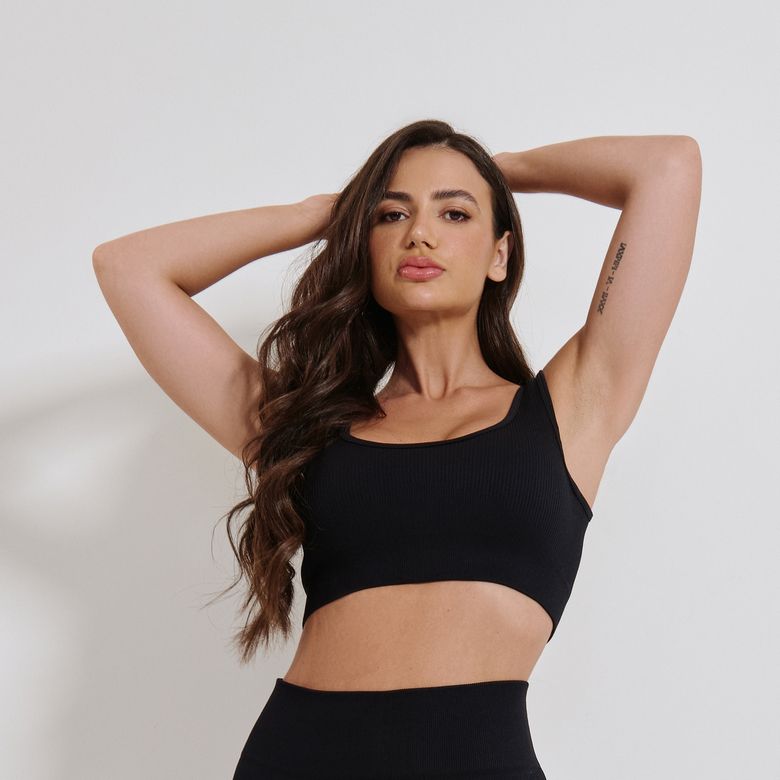 Top Fitness Sem Costura Básico Preto TP1796