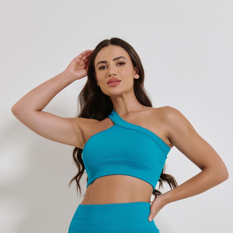 Top Fitness Sem Costura Assimétrico Verde TP1799