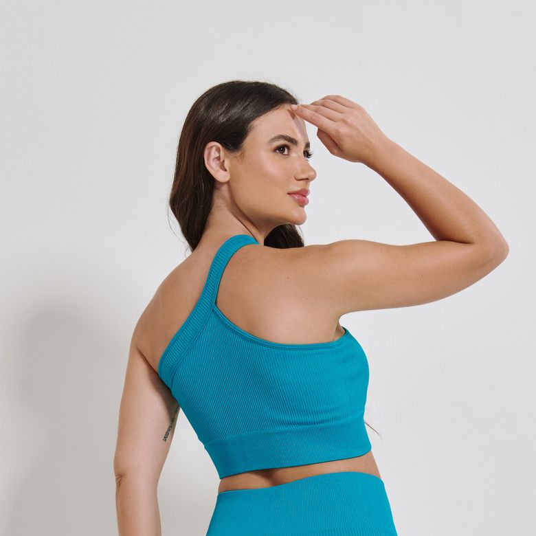 Top Fitness Sem Costura Assimétrico Verde TP1799