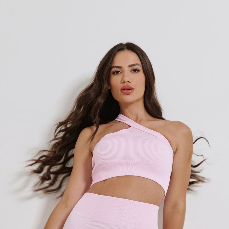 Top Fitness Sem Costura Assimétrico Rosa TP1822