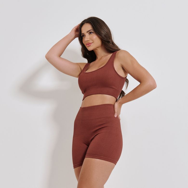 Short Fitness Sem Costura Marrom SH787