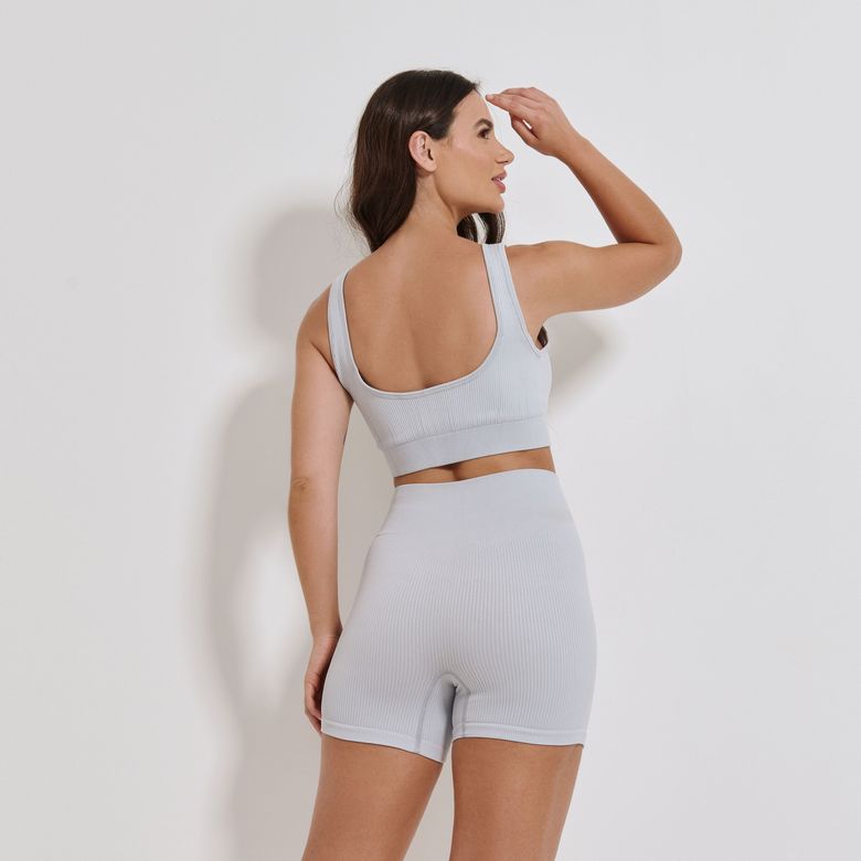 Short Fitness Sem Costura Cinza Claro SH793