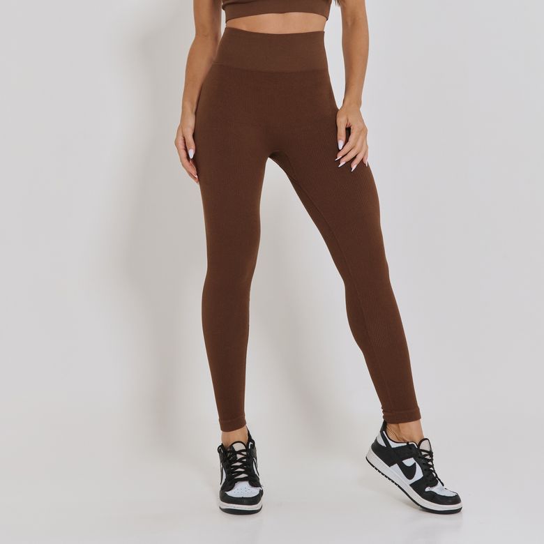 Legging Fitness Sem Costura Canelada Marrom LG2345