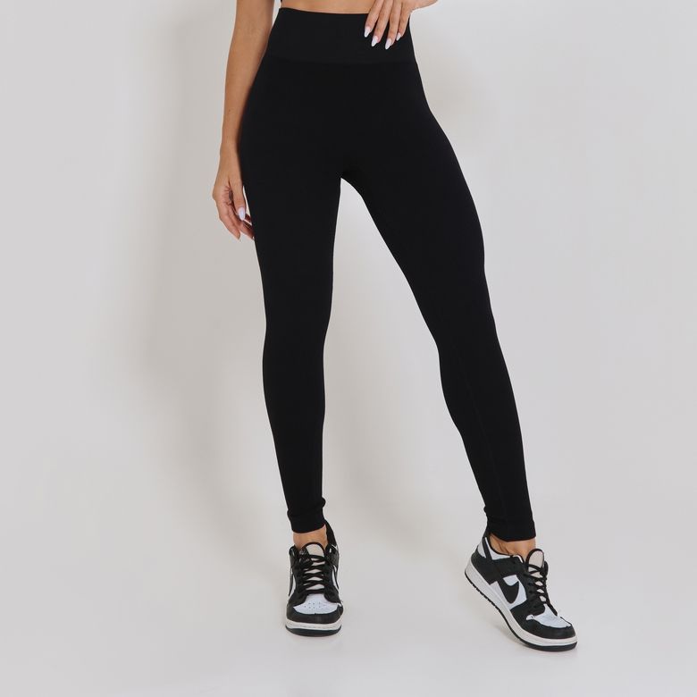 Legging Fitness Sem Costura Canelada Preto LG2347