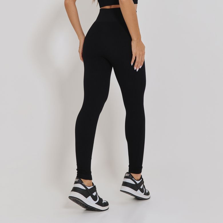 Legging Fitness Sem Costura Canelada Preto LG2347