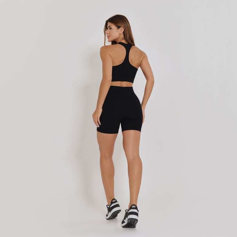 Short Fitness Sem Costura Canelado Preto SH794