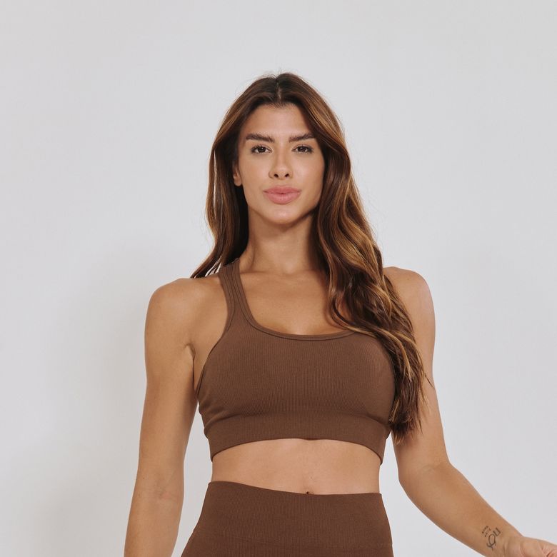Top Fitness Sem Costura Marrom TP1807