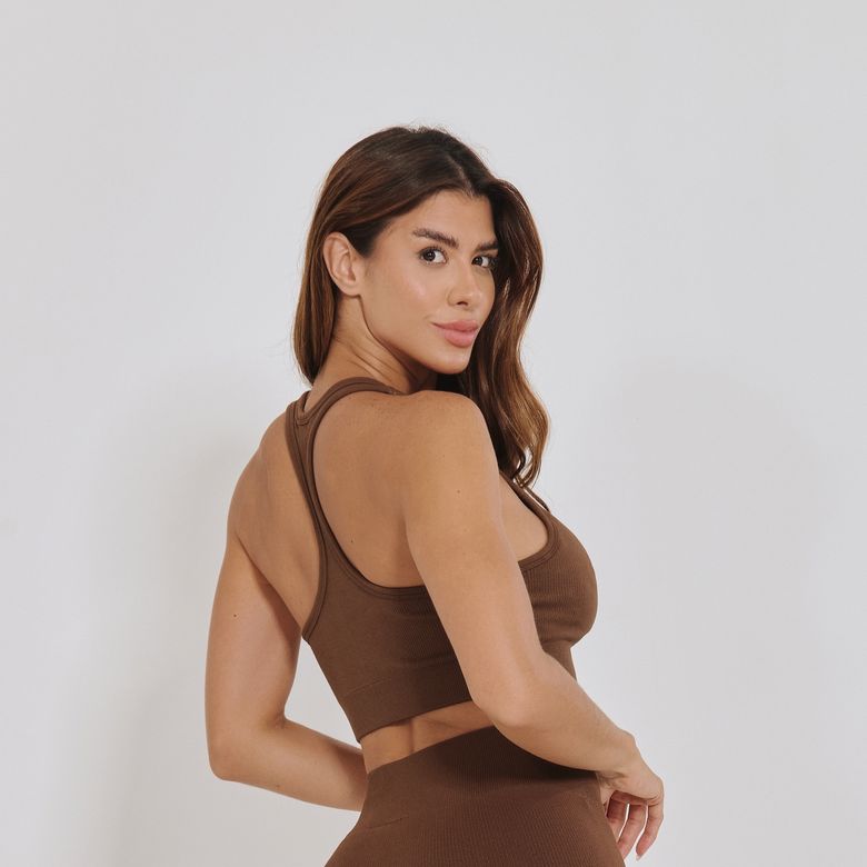 Top Fitness Sem Costura Marrom TP1807