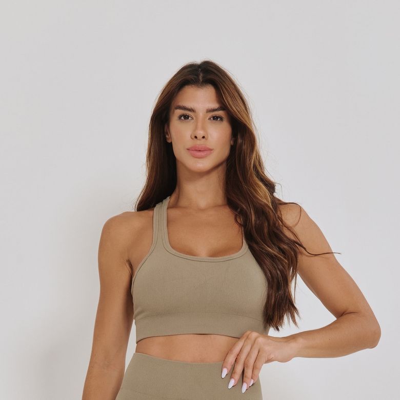Top Fitness Sem Costura Bege TP1808