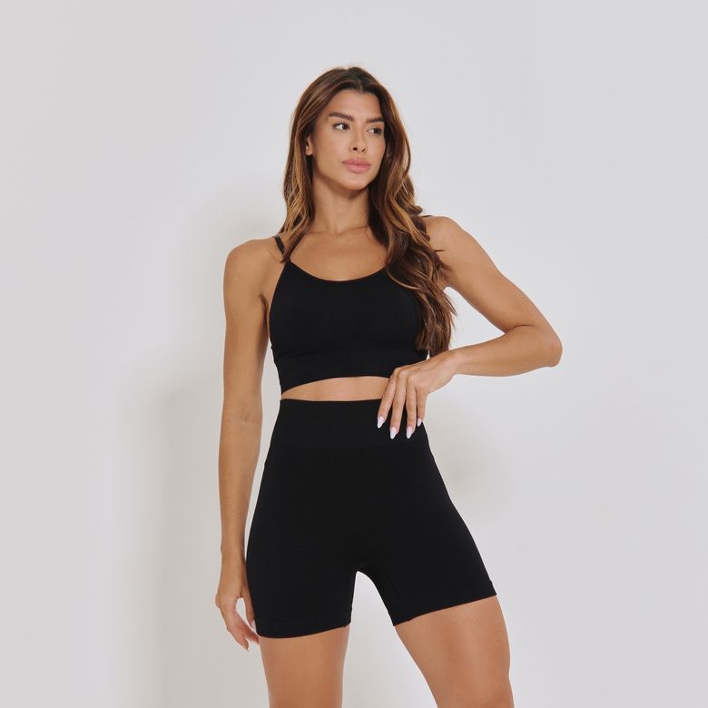 Short Fitness Sem Costura Básico Preto SH802