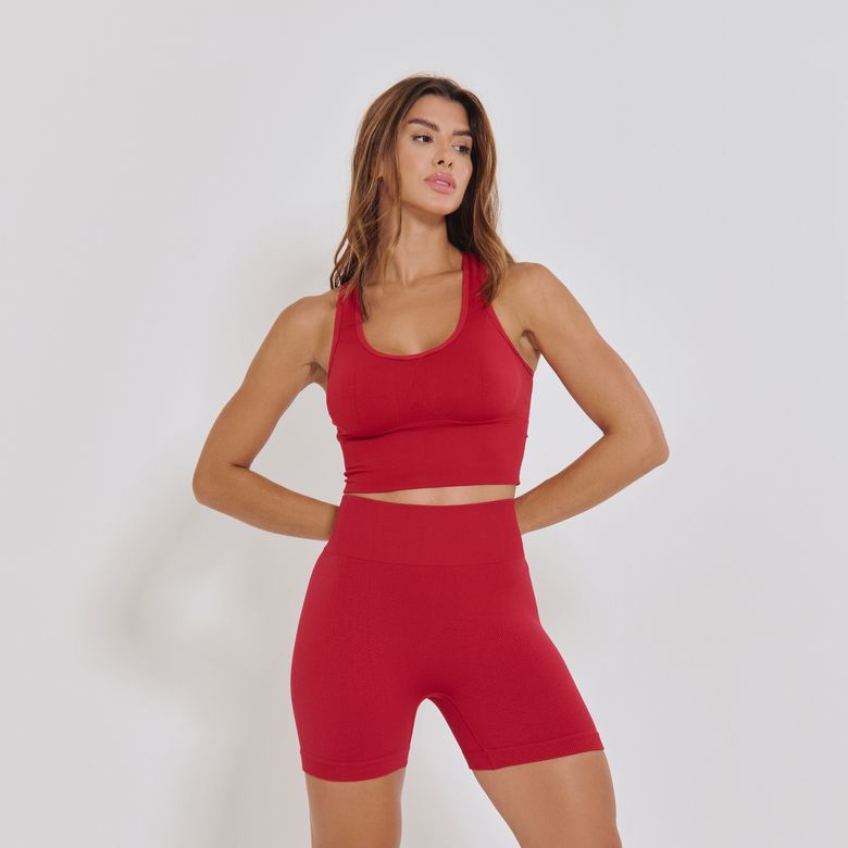 Short Fitness Sem Costura Básico Vermelho SH805