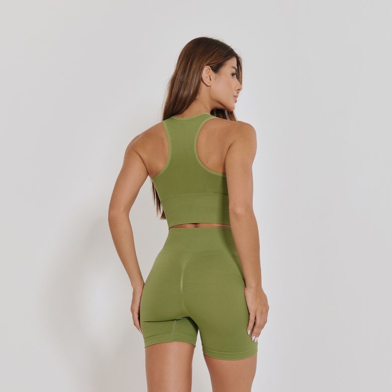 Short Fitness Sem Costura Básico Verde SH806