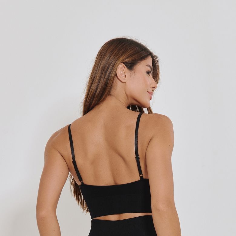Top Fitness Sem Costura Alcinha Preto TP1814