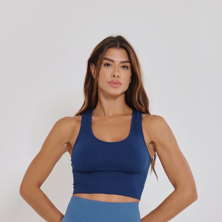 Top Fitness Sem Costura Nadador Marinho TP1817