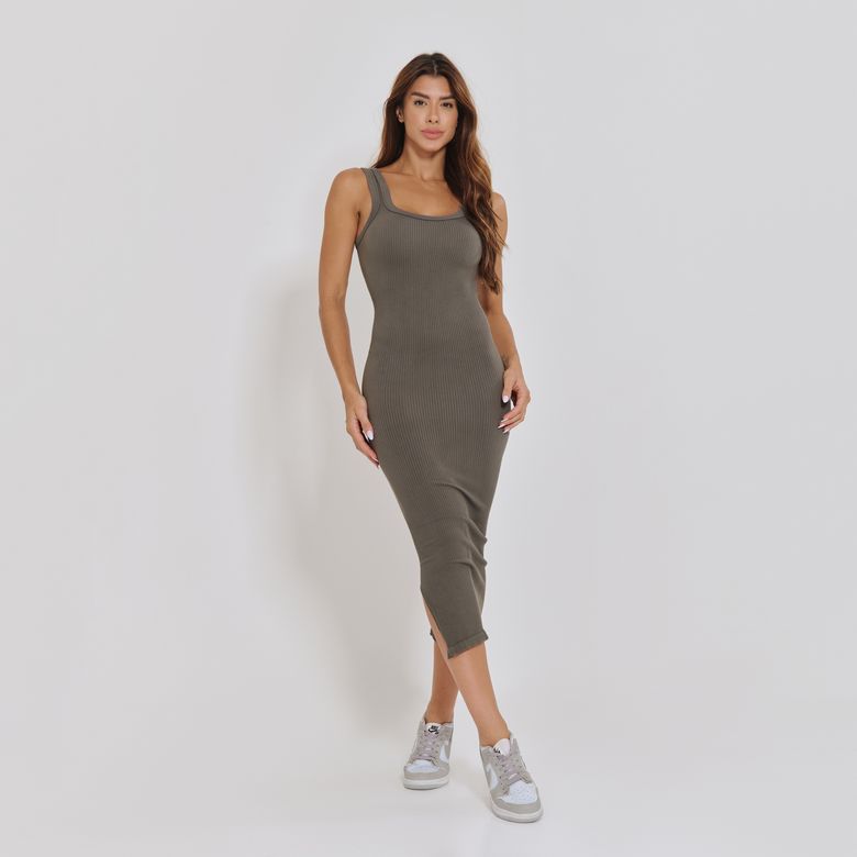 Vestido Sem Costura Básico Cinza VT106