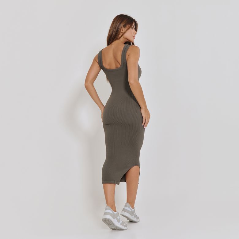 Vestido Sem Costura Básico Cinza VT106