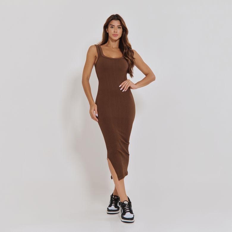 Vestido Sem Costura Básico Marrom VT107