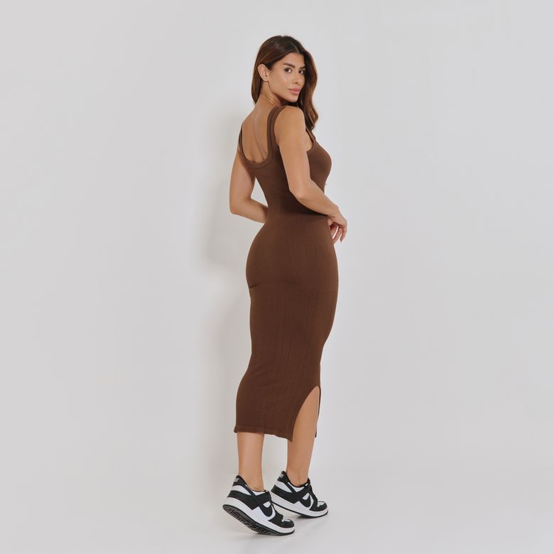 Vestido Sem Costura Básico Marrom VT107