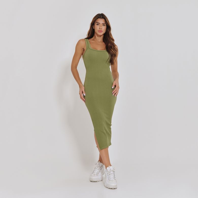 Vestido Sem Costura Básico Verde VT109
