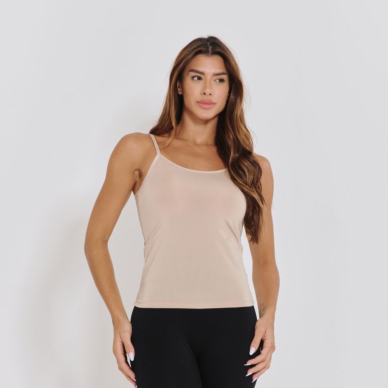 Camiseta Fitness Lisa de Alcinha Bege CT850