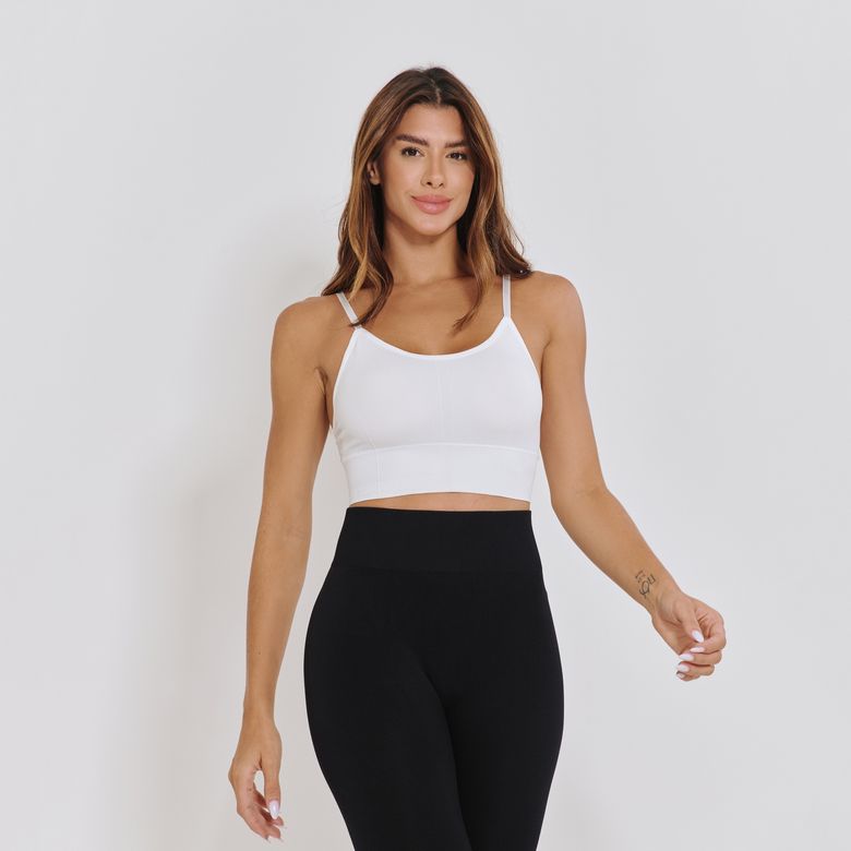Top Fitness Sem Costura Alcinha Branco TP1815