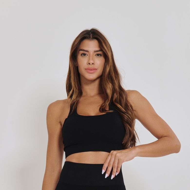 Top Fitness Sem Costura Nadador Preto TP1816