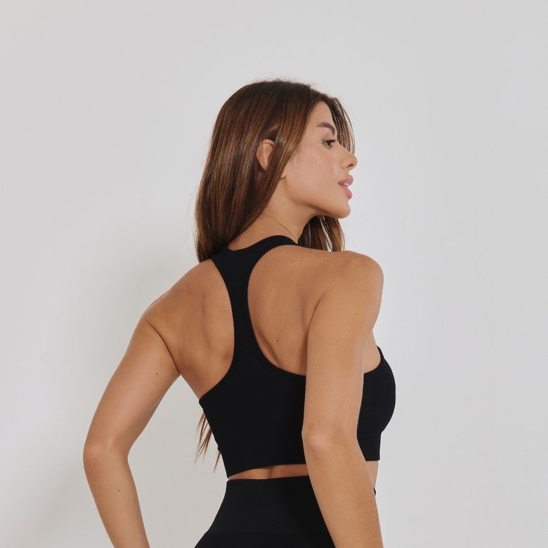 Top Fitness Sem Costura Nadador Preto TP1816