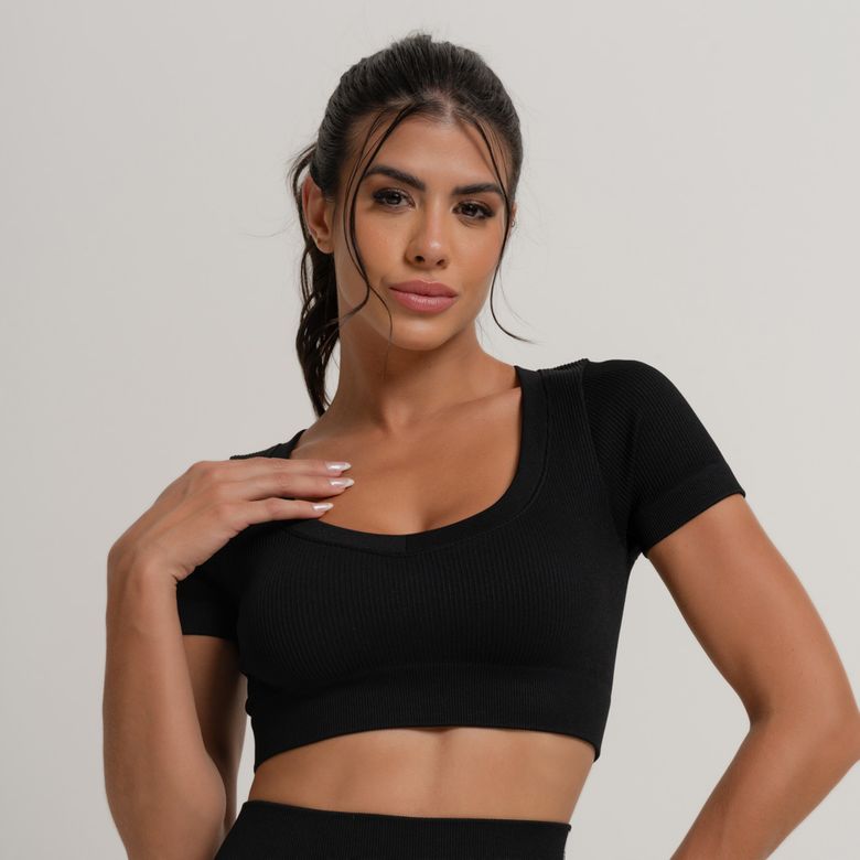 Cropped Fitness Seamless Touchform Preto CR250/1