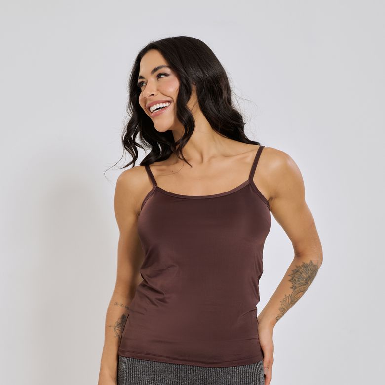 Camiseta Fitness Lisa de Alcinha Marrom CT851