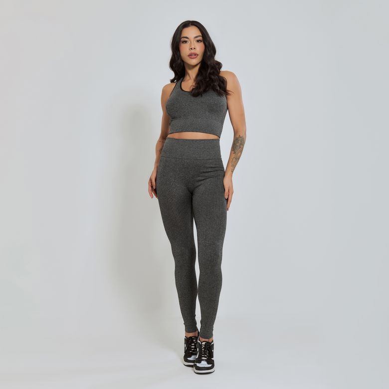 Conjunto Fitness sem Costura Nadador Cinza CO427