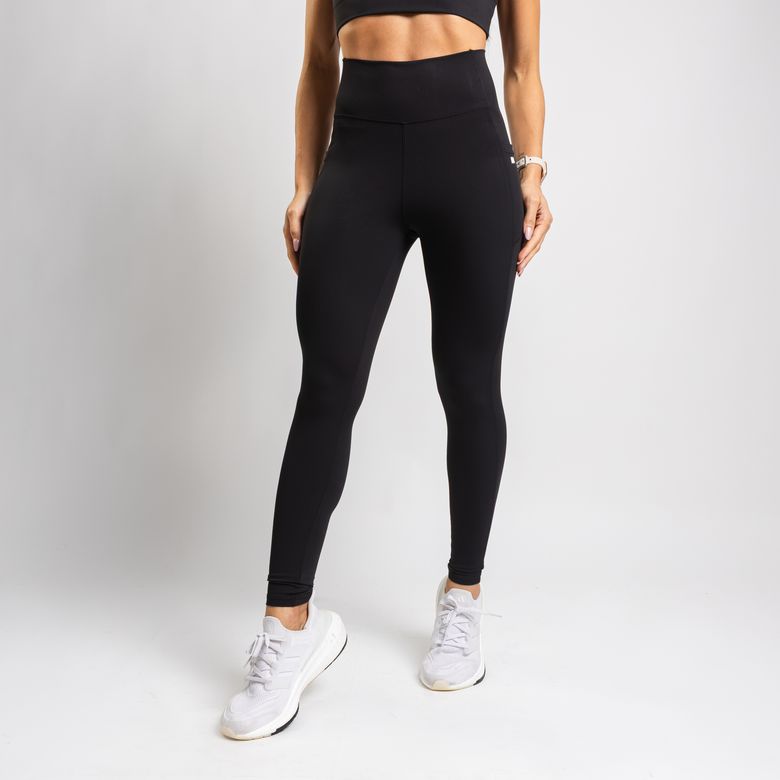 Legging Fitness Cós Largo Anatômico Com Bolso Premium Preta LG2362