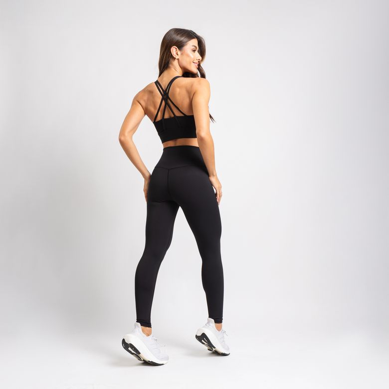 Legging Fitness Cós Largo Duplo Poliamida Premium Preta LG2365
