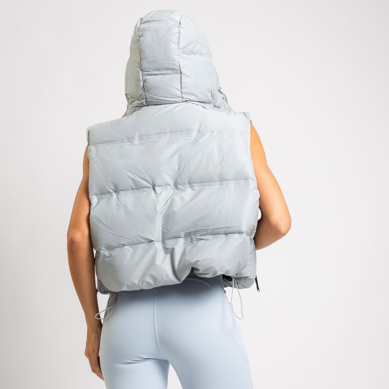 Colete Puffer Esportivo Bicolor Com Puxadores Premium Cinza Claro CS120