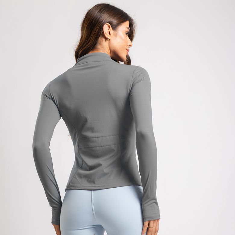 Jaqueta Fitness com Recorte Cinza CS114